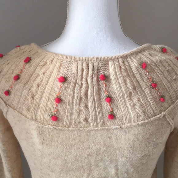 Free People flower detailing wool tunic sweater - Picture 3 of 5